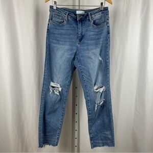 Vervet Size 30 Blue High Rise Distressed Raw Hem Straight Leg Crop Jeans Cali